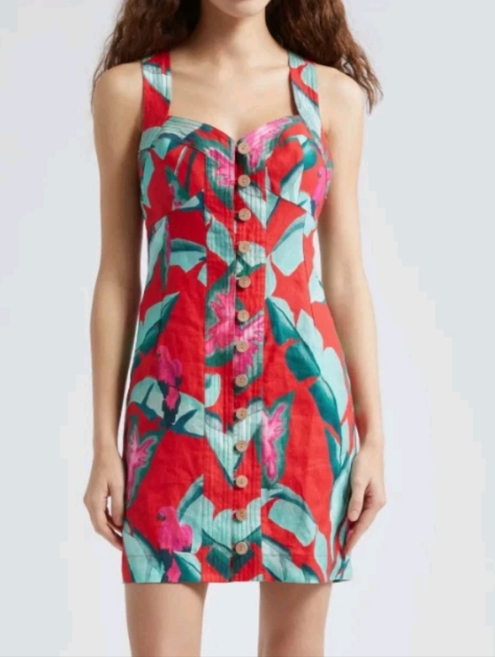 NWT FARM RIO Summer Foliage Linen Mini Dress